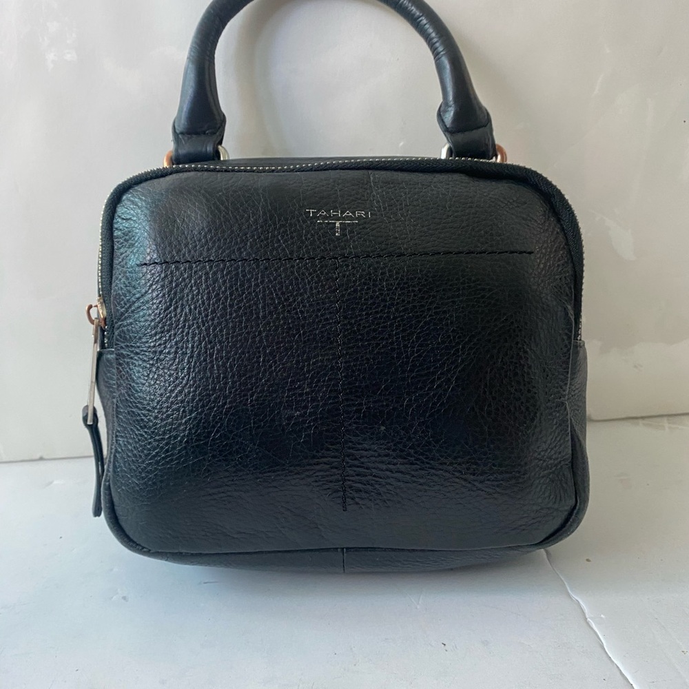 Tahari Black Leather Satchel purse